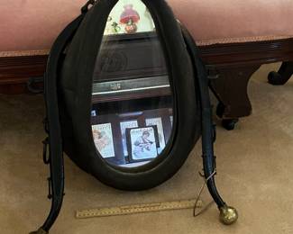 H56 - $85. Smaller vintage horse collar mirror. Measures 18" x 7" x 21" tall.