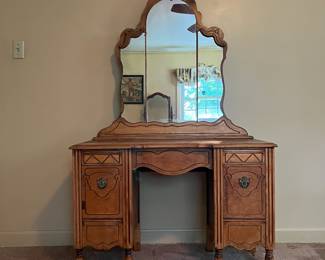 H20 - $40. Art Deco Vanity WiA20 - $40. A20 -Triple Mirror. Measures 40" x 17" x 64.5"T, floor to vanity top 27.25"T.