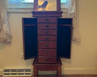 H11 - $45. Jewelry cabinet. Measures 16" x 11.25" x 39.75"T. Excellent condition.