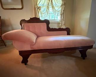 H38 - $150. Victorian fainting couch. Measures 72" x 26" x 37.5"T, floor to seat 18"T.