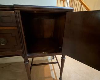 H36 - $75. Buffet by Limberts Arts and Crafts Furniture from Grand Rapids and Holland MI. Measures 71.75" x 22" x 40"T. Wood dowels on bottom need to be reglued as shown in photo.