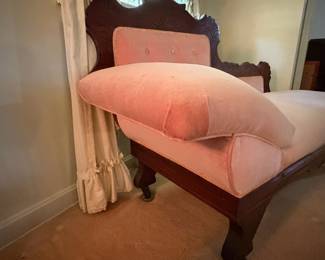 H38 - $150. Victorian fainting couch. Measures 72" x 26" x 37.5"T, floor to seat 18"T.
