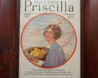 H8 - $25. Framed Modern Priscilla magazine from April 1927. Measures 16.5" x 20.25"T.