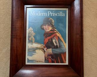 H4 - $25. Framed Modern Priscilla magazine from February 1924. Measures 16.5" x 20.25"T.