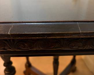 H40 - $60. 1929 Octagon side table by Sheets Manufacturing Co from Wapakoneta, Ohio. Measures 30" x 29.5"T.