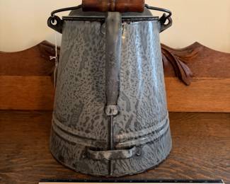 H69 - $25. Vintage 15" enameled coffee pot.