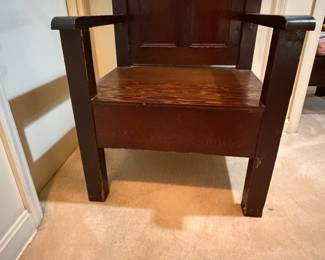 H33 - $450. Pair of Alter chairs with removable cushions. These are from Oak Ridge Baptist Church in Kittrell, NC. Each Measures 26.75" x 25"x 52"T, floor to seat 20"T. They were in the church is 1963 for a family wedding and purchased after for the personal home.