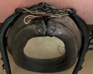 H56 - $85. Smaller vintage horse collar mirror. Measures 18" x 7" x 21" tall.