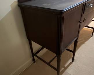 H36 - $75. Buffet by Limberts Arts and Crafts Furniture from Grand Rapids and Holland MI. Measures 71.75" x 22" x 40"T. Wood dowels on bottom need to be reglued as shown in photo.
