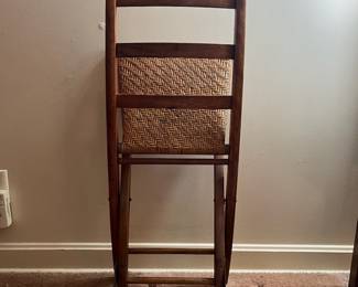 H22 - $30. Vintage Wooden Folding Campaign or Field Chair. Measures 15" x 18" x 32.5"T.