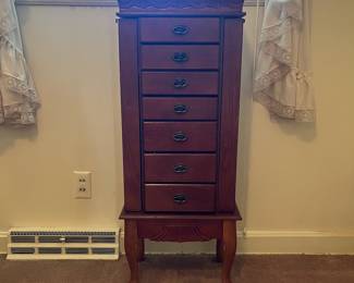H11 - $45. Jewelry cabinet. Measures 16" x 11.25" x 39.75"T. Excellent condition.