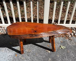 H74 - $85. Live Edge Wooden Bench.
