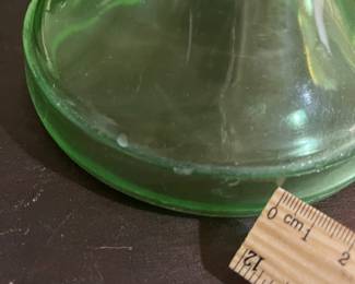 H45 - $125. Vintage uranium glass oil lamp. Glows with black light!Measures 18" tall.