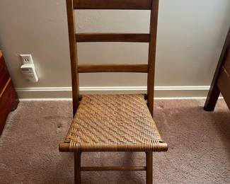 H22 - $30. Vintage Wooden Folding Campaign or Field Chair. Measures 15" x 18" x 32.5"T.