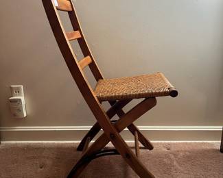 H22 - $30. Vintage Wooden Folding Campaign or Field Chair. Measures 15" x 18" x 32.5"T.