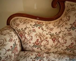 H43 - $75. Duncan Phyfe style couch. Measures 78" x 30" x 33.5"T, floor to seat 22.5"T.