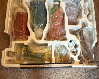 H71 - $50. Vintage Nativity Set in box. Painted Porcelain.