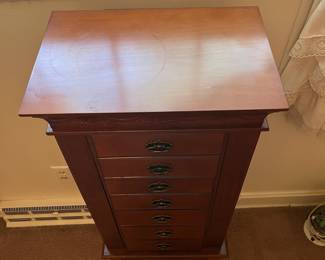 H11 - $45. Jewelry cabinet. Measures 16" x 11.25" x 39.75"T. Excellent condition.