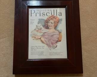 H7 - $25. Framed Modern Priscilla magazine from February 1926. Measures 16.75" x 20.5"T.