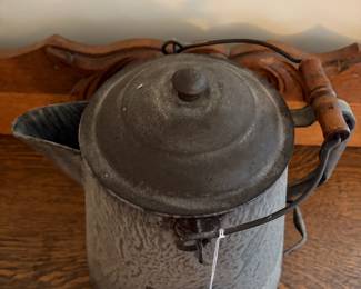 H69 - $25. Vintage 15" enameled coffee pot.