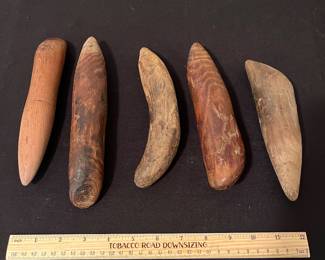 H54 - $100. Primitive tobacco dibblers. Set of 5.