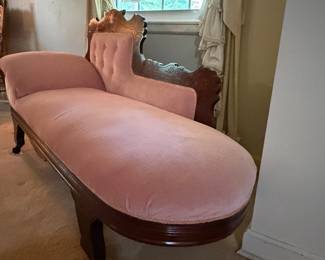 H38 - $150. Victorian fainting couch. Measures 72" x 26" x 37.5"T, floor to seat 18"T.