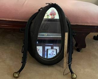 H56 - $85. Smaller vintage horse collar mirror. Measures 18" x 7" x 21" tall.