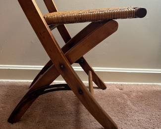 H22 - $30. Vintage Wooden Folding Campaign or Field Chair. Measures 15" x 18" x 32.5"T.
