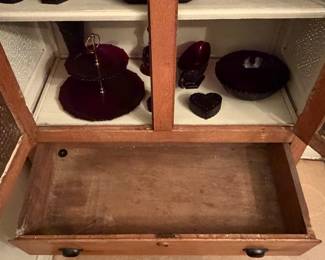 H24 - $350. Oak Pie Safe Cabinet with Punched Tin Doors. Measures 35" x 16.5" x 63"T.