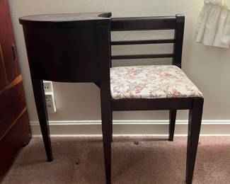 H10 - $65. Telephone side table and chair. Measures 27" x 15.5" x 29"T, floor to seat 18"T. Very good condition.