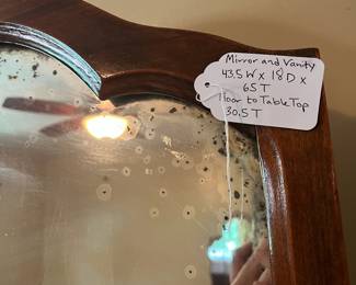 H21 -$40. Vanity with Swing Mirror. Measures 43.5" x 18" x 65"T, floor to vanity top 30.5"T.