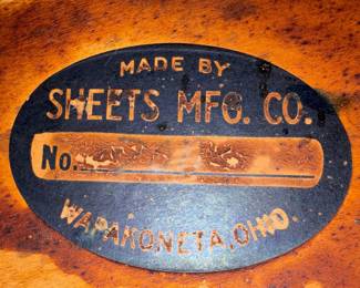 H40 - $60. 1929 Octagon side table by Sheets Manufacturing Co from Wapakoneta, Ohio. Measures 30" x 29.5"T.