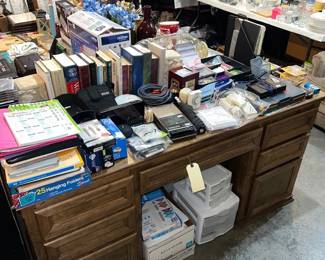 desk and books