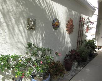 outdoor wall decor and potted plants