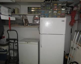 working refrigerator and upright chest freezer