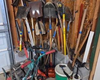 Yard tools, Tiller, saws,