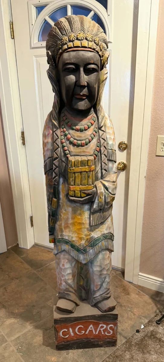 AVAILABLE NOW Wooden Indian carving advertising cigars $1000
