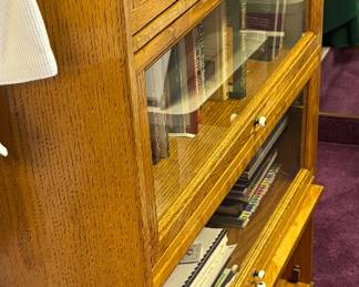 Fantastic Deal  Vintage Oak 4-Tier Barrister Bookcase $150  Highly sought-after stackable modular design featuring glass lift-and-recede door mechanisms. Solid quarter-sawn oak construction with clean architectural lines and contrast knobs. An investment-grade piece combining classic utility with a high collector demand.