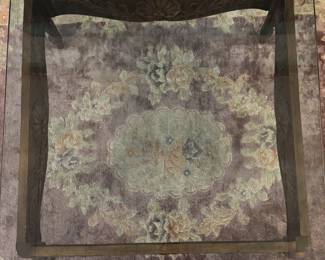 Fantastic Deal!  Carved French Provincial Square Glass Coffee Table $175  Elegant scalloped apron framework showcasing a centered hand-carved floral fan motif. Inset heavy tempered glass top allows an unobstructed view of statement flooring beneath. Finished with classic cabriole legs for 
