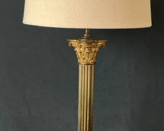 Vintage Brass Column Table Lamp