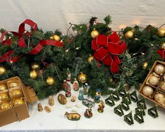 Christmas Garland, Ornaments and Lights