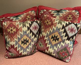 Red Aztec Pattern Accent Pillows