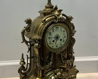 Antique Brass Mantle Clock