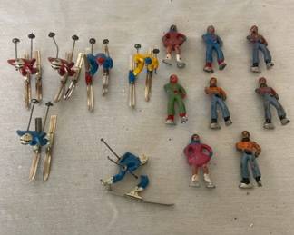 Cast Metal Winter Miniature Figures and Miscellaneous Village Decor