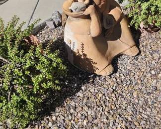 Large Terracotta Native American Mother and Two Potted Plants