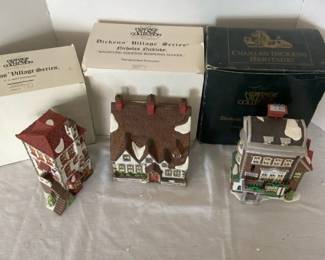 Three Department 56 Dickens Christmas Village Buildings