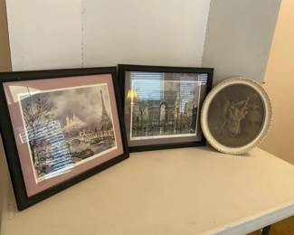Two Parisian Prints and an Oval Ballet Print