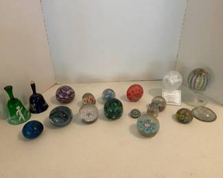 Decorative Glass Paperweights and Bells