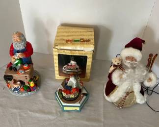 Enesco Alpine Village, Light Up Santa, and Hand Painted Ceramic Santa