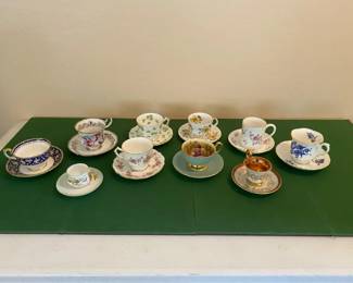 Ten Elegant Tea Cups and Saucers